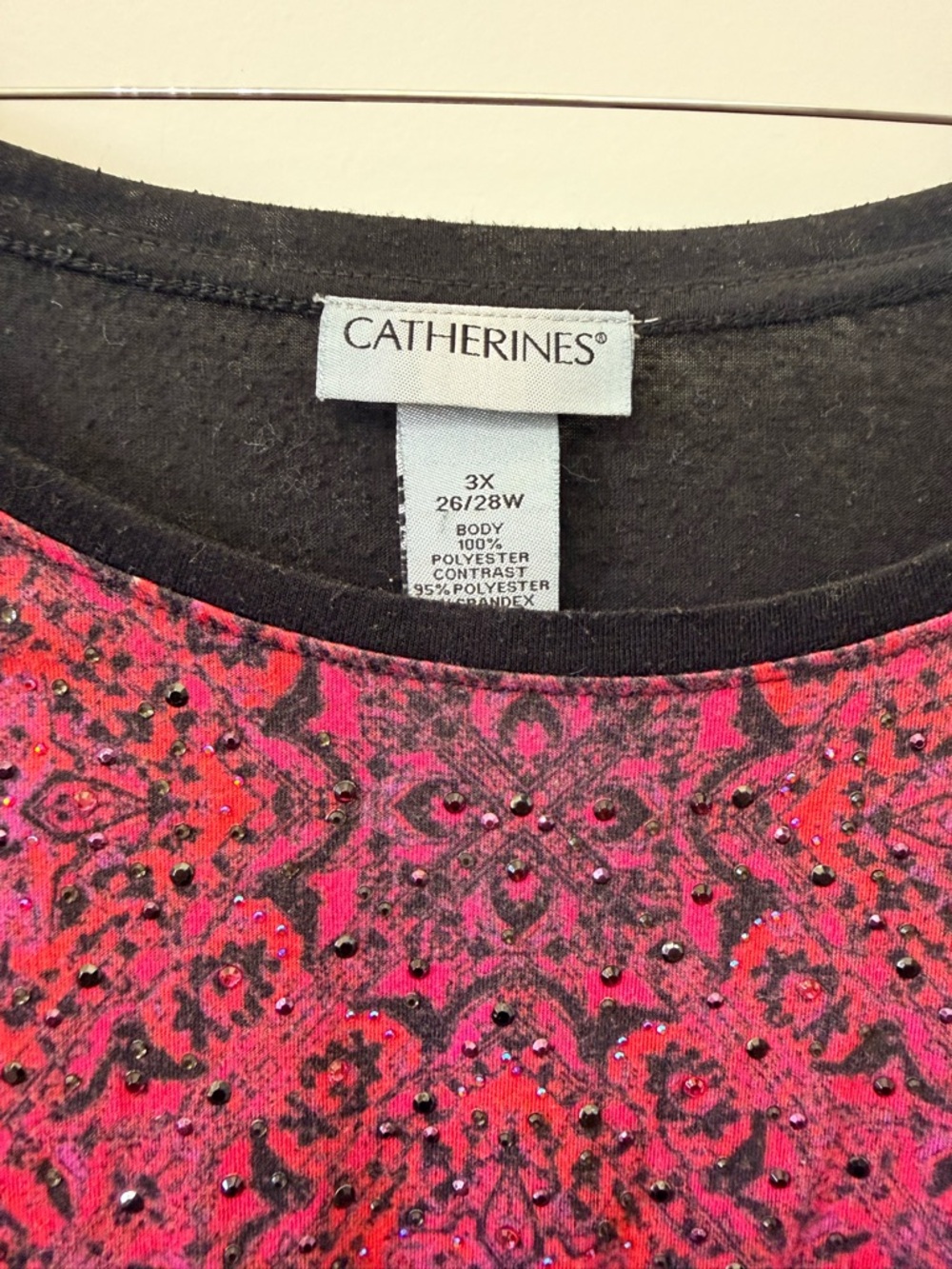 Catherines Pink and Black Printed Raglan Tee - Picture 2 of 5